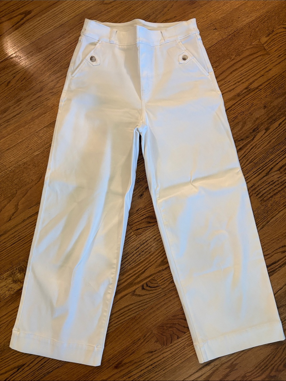 Spanx Cropped Wide Leg Trousers - Size Medium - White